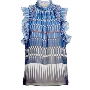 Kate Spade Deco Marlene Ruffle Silk Blouse, Size 4